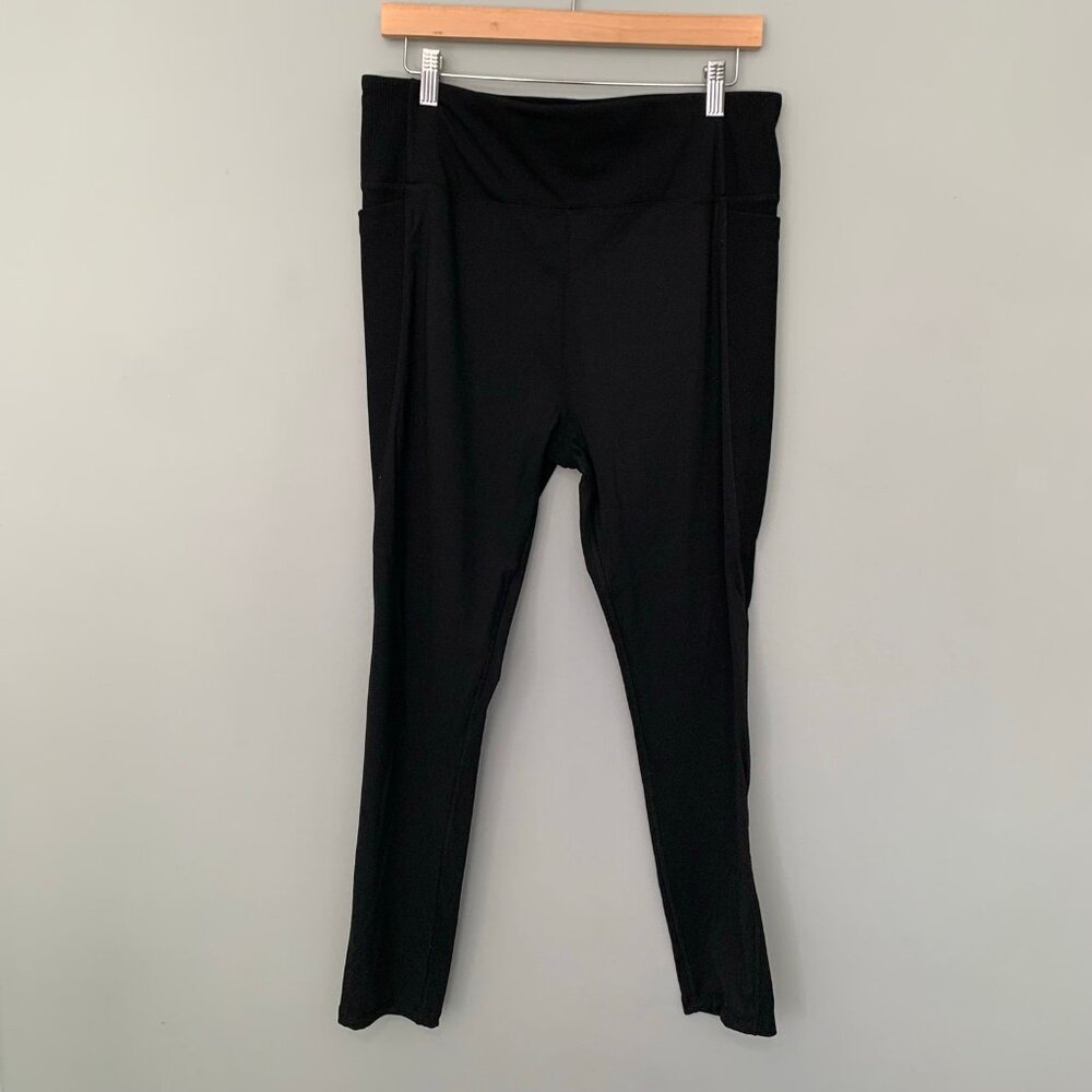 Tone It Up Womens XL Black Ribbed Side Pocket High Waist Leggings‎